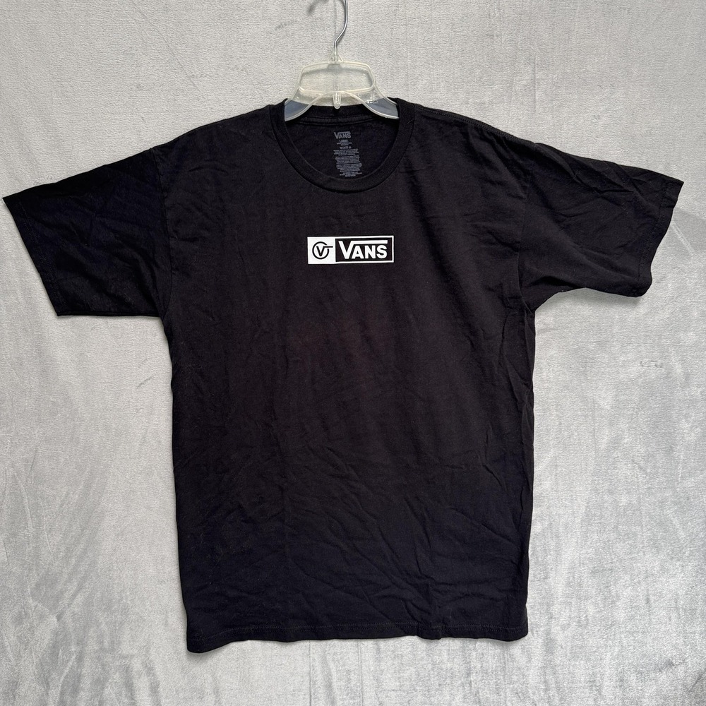 Vans Shirt Mens Large Black Box Logo Graphic Skateboard Tee Short Sleeve